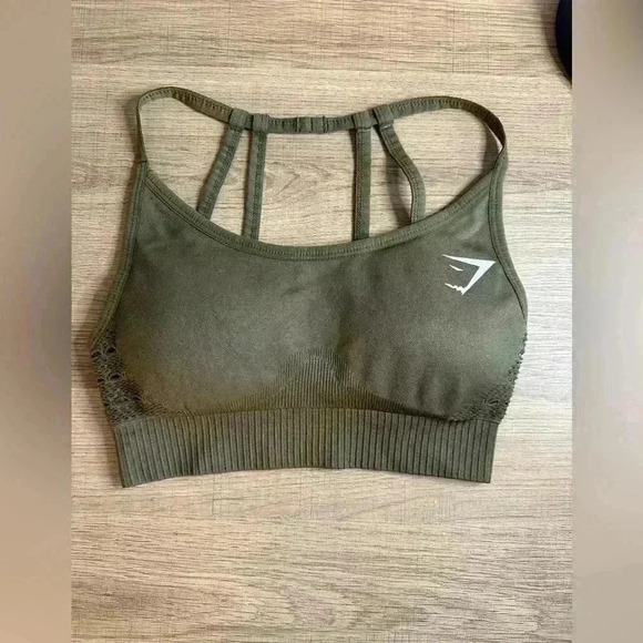Gymshark Tops - Gymshark Energy Seamless Sports Bra khaki green size Extra Small